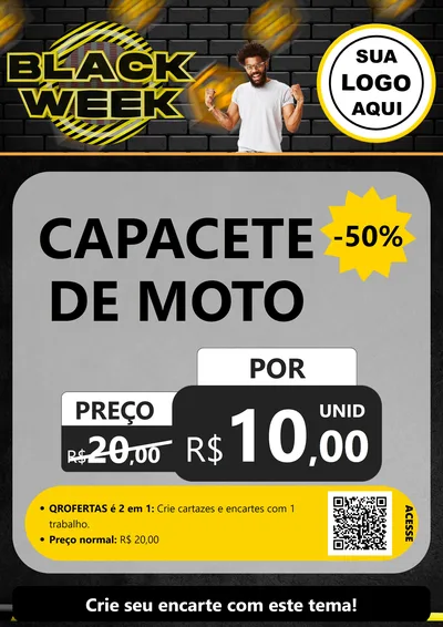 Modelo de Cartaz para Cartaz A4 Vertical com o tema Black Week para Moto peças