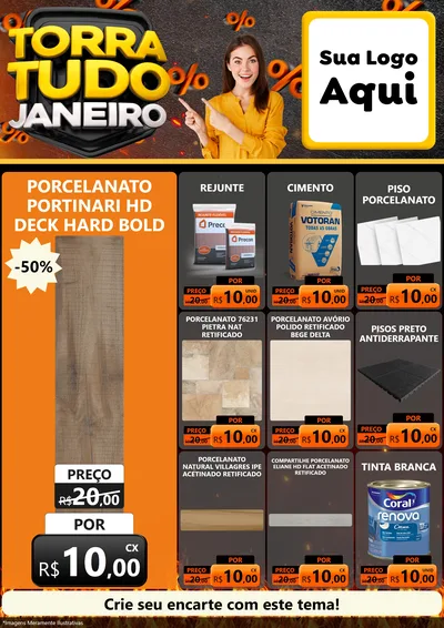 Modelo de Encarte para Encarte A4 Vertical com o tema Torra Tudo Janeiro para Pisos e revestimentos