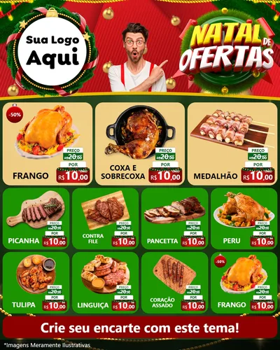 Modelo de Rede Social para Feed Instagram com o tema Natal de Ofertas para Assados