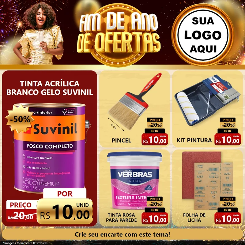 Modelo de Rede Social para Feed Facebook com o tema Fim de Ano de Ofertas para Tintas e Ferramentas