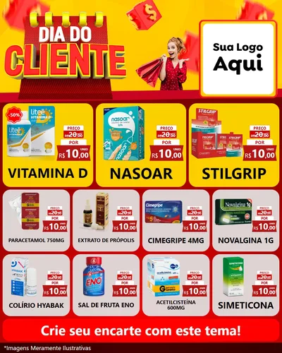 Modelo de Rede Social para Feed Instagram com o tema Dia do Cliente para Farmácia