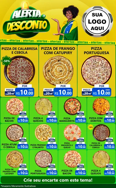 Modelo de Encarte para Encarte Grande com o tema Alerta de Desconto para Pizzaria