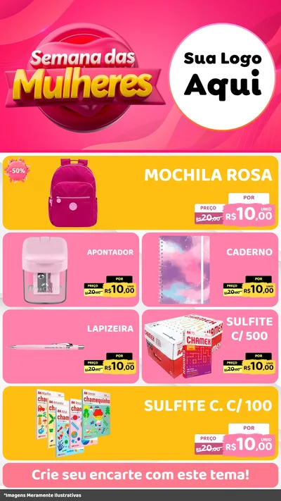 Modelo de TV para TV Vertical com o tema Semana das Mulheres para Papelaria