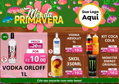 Modelo de Encarte para Encarte A4 Horizontal com o tema Mês da Primavera para Distribuidora de bebidas