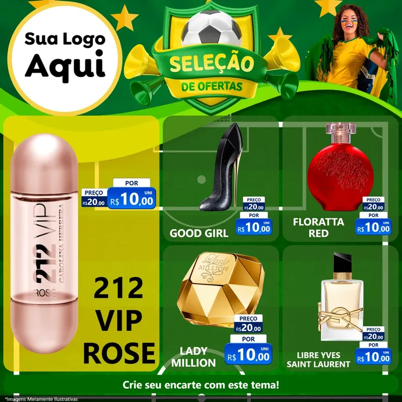 Modelo de Rede Social para Feed Facebook com o tema Seleção de Ofertas - Copa para Perfumes