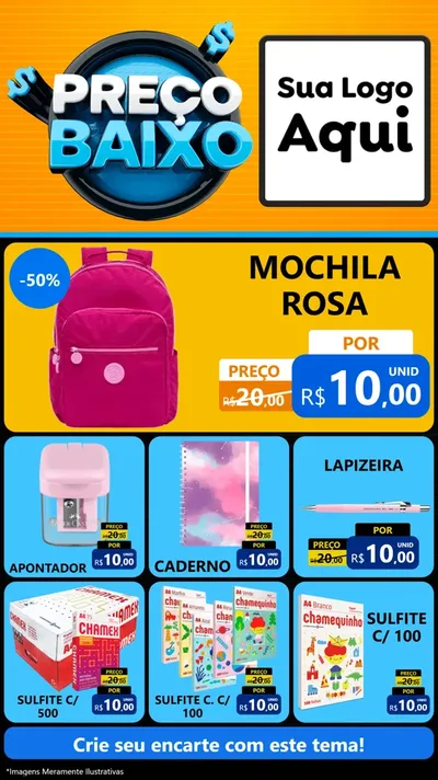 Modelo de Rede Social para Stories com o tema Preço Baixo para Papelaria