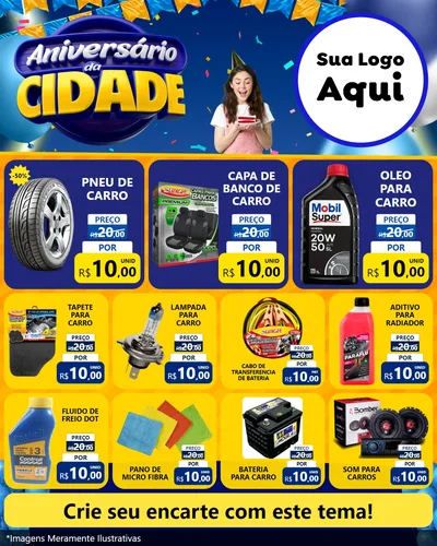 Modelo de Rede Social para Feed Instagram com o tema Aniversário da Cidade para Auto peças