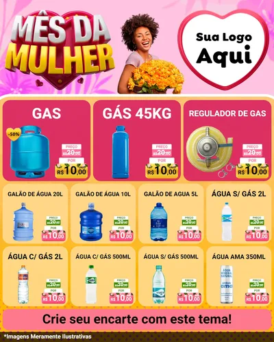 Modelo de Rede Social para Feed Instagram com o tema Mês da Mulher para Água e gás