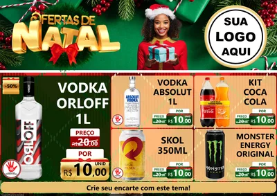 Modelo de Encarte para Encarte A4 Horizontal com o tema Ofertas de Natal para Distribuidora de bebidas