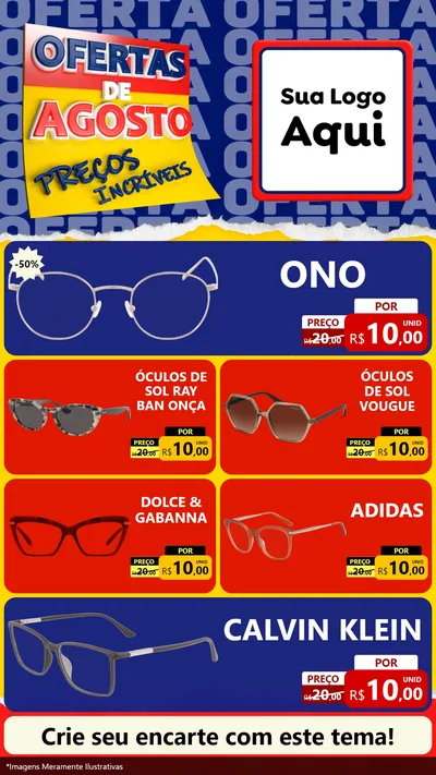 Modelo de TV para TV Vertical com o tema Ofertas de Agosto - Preços Incríveis para Óticas