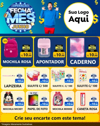 Modelo de Rede Social para Feed Instagram com o tema Operação Fecha Mês, Junho para Papelaria