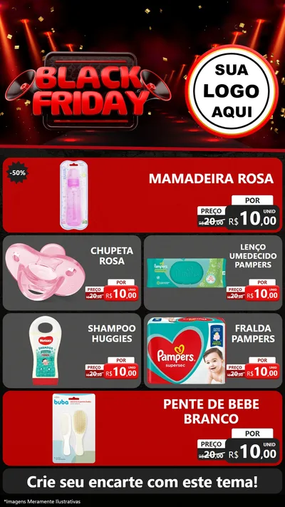 Modelo de TV para TV Vertical com o tema Black Friday para Bebês