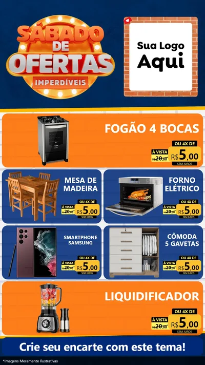 Modelo de TV para TV Vertical com o tema Sábado de Ofertas Imperdíveis para Móveis e Eletro