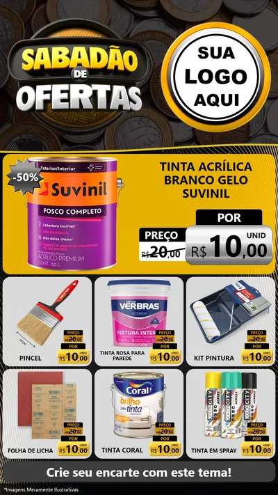 Modelo de Rede Social para Stories com o tema Sabadão de Ofertas para Tintas e Ferramentas