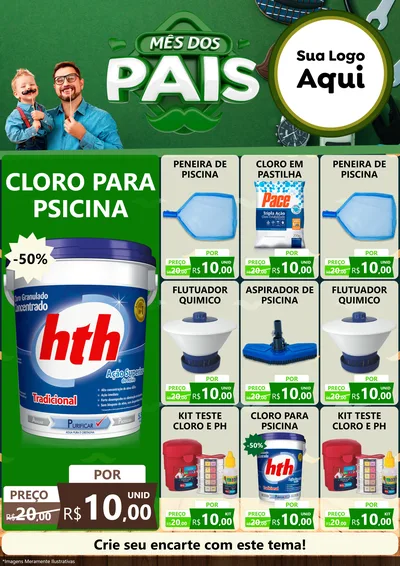 Modelo de Encarte para Encarte A4 Vertical com o tema Mês dos Pais para Produtos para Piscina