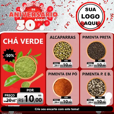 Modelo de Rede Social para Feed Facebook com o tema Promoção de Aniversário - 30 Anos para Produtos Naturais