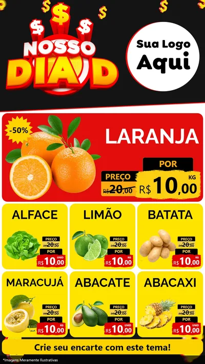 Modelo de Rede Social para Stories com o tema Nosso Dia D para Hortifrúti