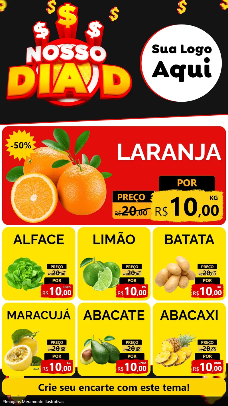 Modelo de Rede Social para Stories com o tema Nosso Dia D para Hortifrúti