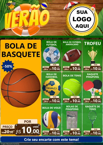 Modelo de Encarte para Encarte A4 Vertical com o tema Verão para Artigos Esportivos