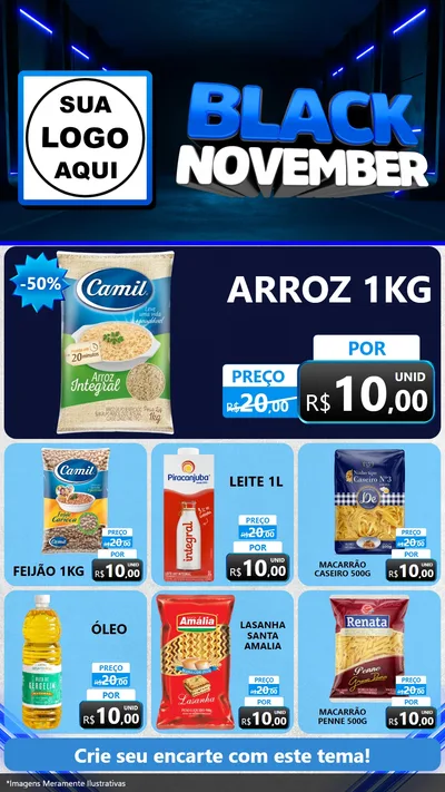 Modelo de Rede Social para Stories com o tema Black November para Supermercado