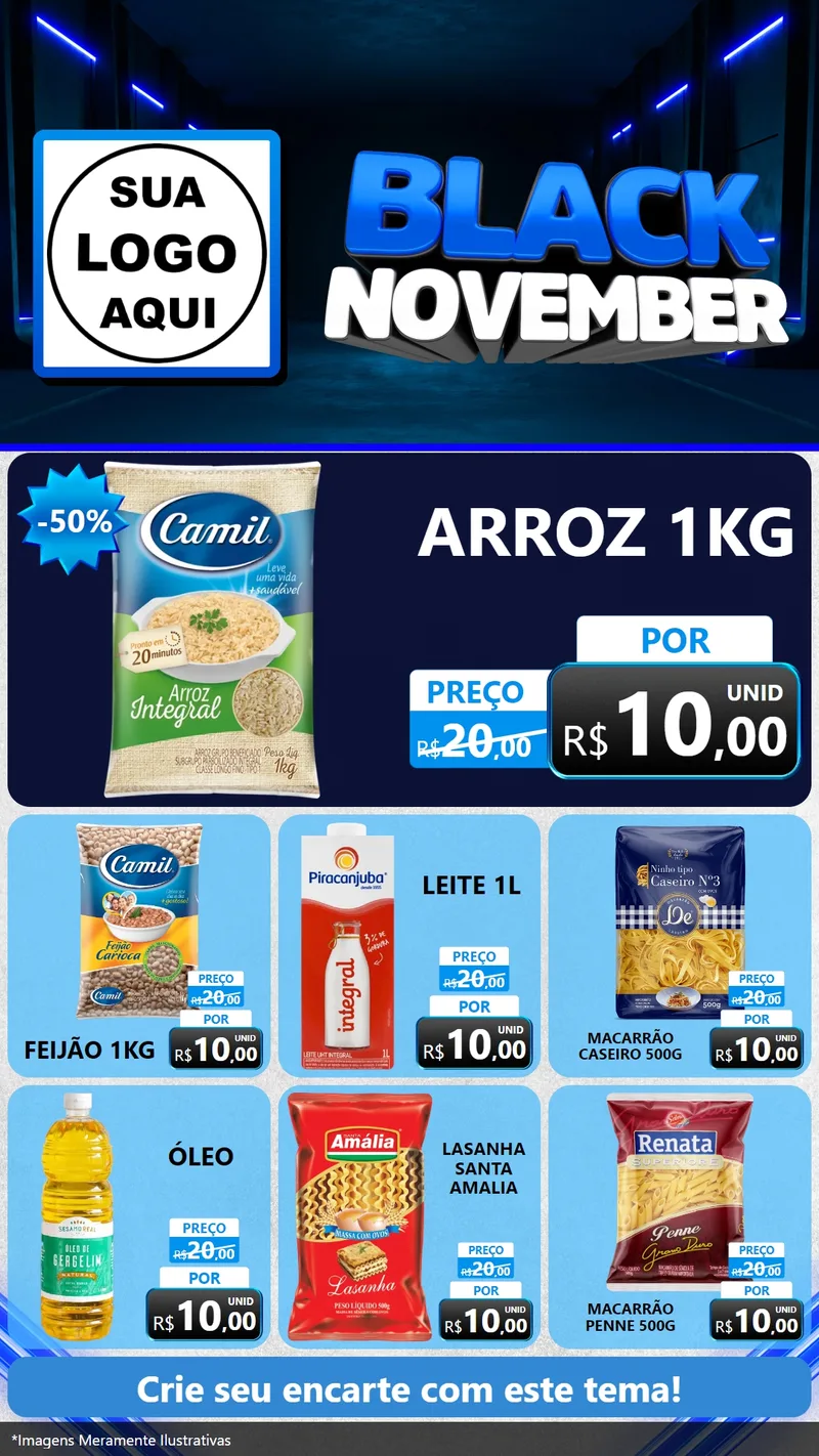 Modelo de Rede Social para Stories com o tema Black November para Supermercado
