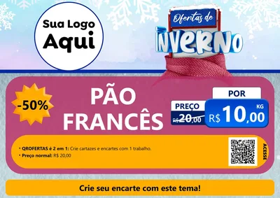Modelo de Cartaz para Cartaz A4 Horizontal com o tema Ofertas de Inverno para Padaria