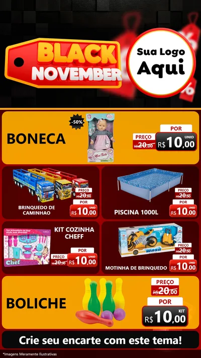 Modelo de TV para TV Vertical com o tema Black November para Brinquedos