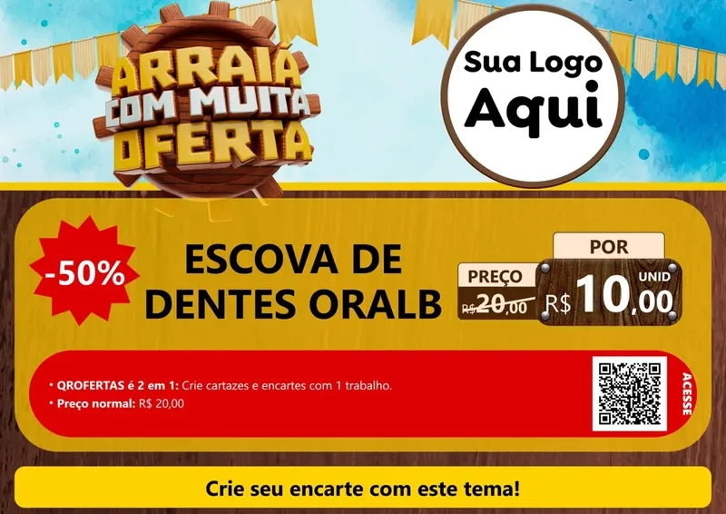 Modelo de Cartaz para Cartaz A4 Horizontal com o tema Ofertas de São João - Junina para Higiene Pessoal