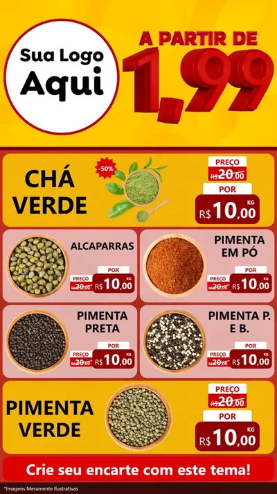 Modelo de TV para TV Vertical com o tema A Partir de Um e Noventa e Nove - 1,99 para Produtos Naturais