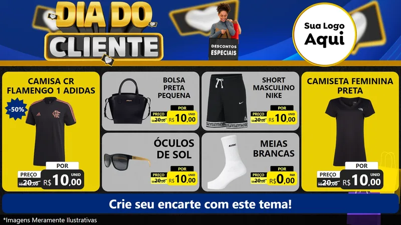 Modelo de TV para TV Horizontal com o tema Dia Do Cliente para Roupas e acessórios