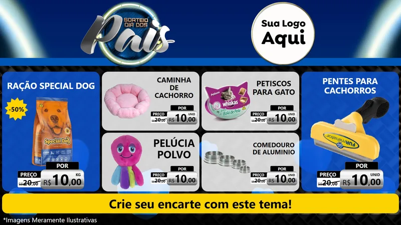Modelo de TV para TV Horizontal com o tema Sorteio Dia Dos Pais para Pet Shop