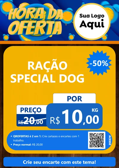 Modelo de Cartaz para Cartaz A4 Vertical com o tema Hora da Oferta para Pet Shop