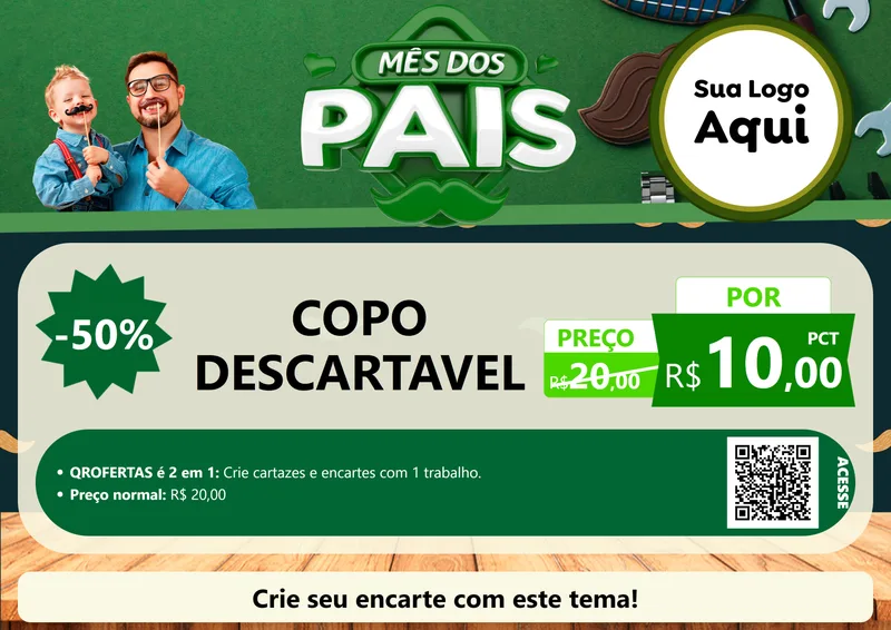 Modelo de Cartaz para Cartaz A4 Horizontal com o tema Mês dos Pais para Embalagens