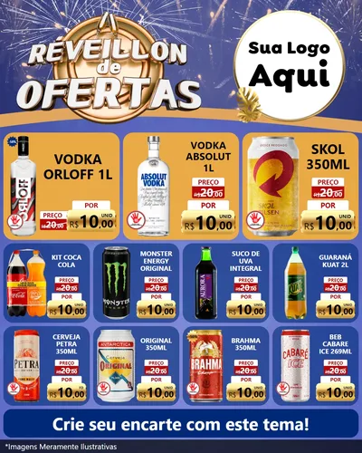 Modelo de Rede Social para Feed Instagram com o tema Réveillon de Ofertas para Distribuidora de bebidas