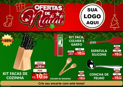 Modelo de Encarte para Encarte A4 Horizontal com o tema Ofertas de Natal para Utilidades Domésticas
