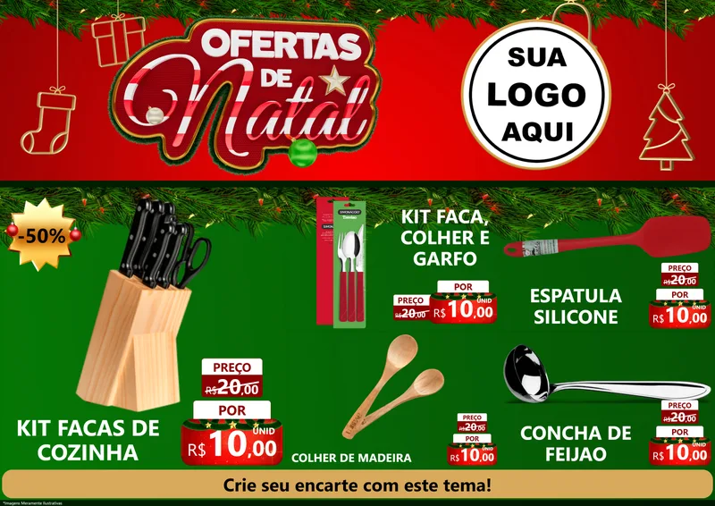 Modelo de Encarte para Encarte A4 Horizontal com o tema Ofertas de Natal para Utilidades Domésticas