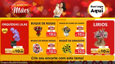 Modelo de TV para TV Horizontal com o tema Semana das Mães para Floricultura e jardim
