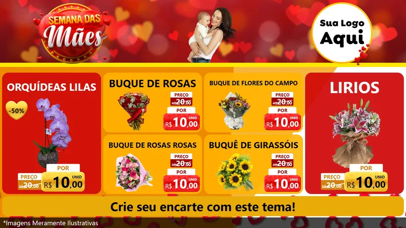 Modelo de TV para TV Horizontal com o tema Semana das Mães para Floricultura e jardim