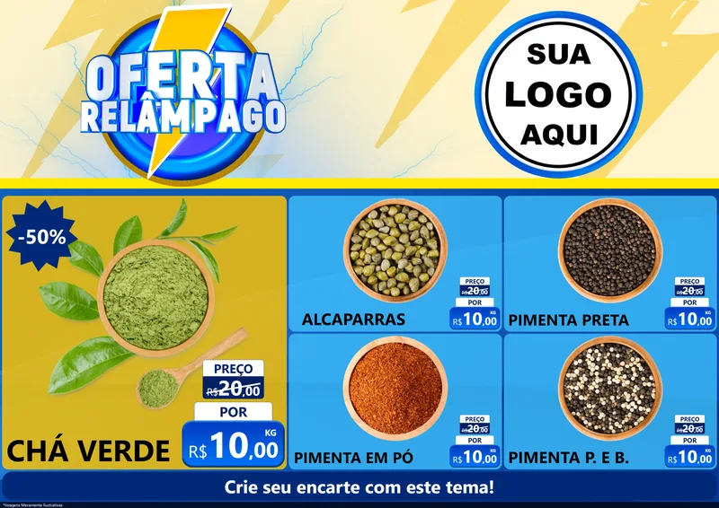 Modelo de Encarte para Encarte A4 Horizontal com o tema Oferta Relâmpago para Produtos Naturais