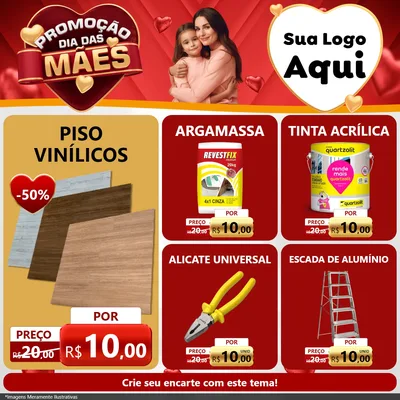 Modelo de Rede Social para Feed Facebook com o tema Promoção Dia das Mães para Material para Construção