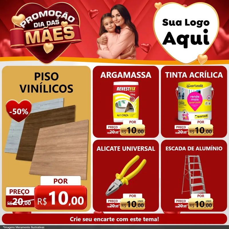Modelo de Rede Social para Feed Facebook com o tema Promoção Dia das Mães para Material para Construção
