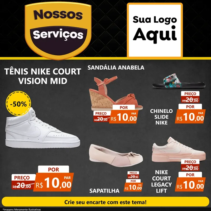 Modelo de Rede Social para Feed Facebook com o tema Nossos Serviços para Calçados