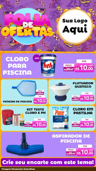 Modelo de TV para TV Vertical com o tema Folia de Ofertas para Produtos para Piscina