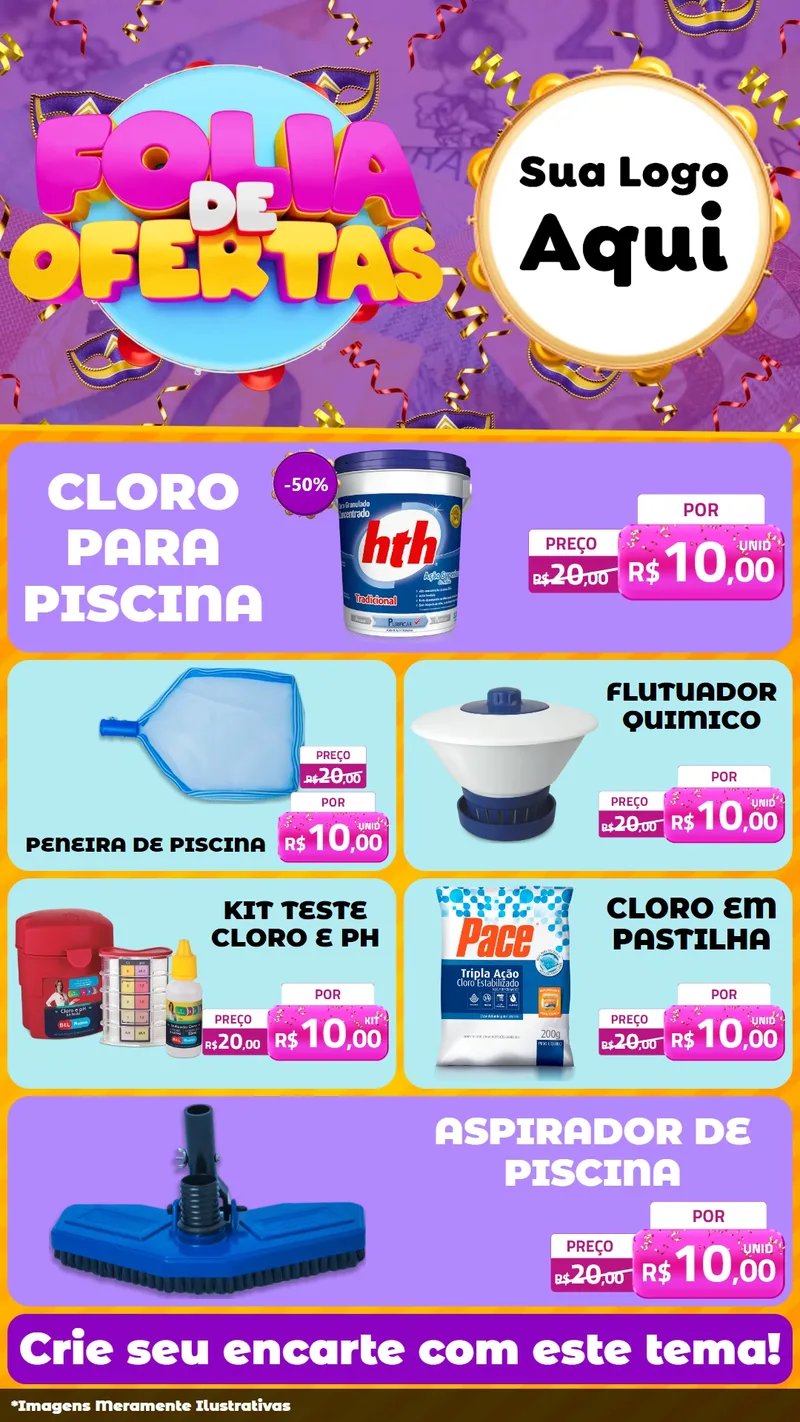 Modelo de TV para TV Vertical com o tema Folia de Ofertas para Produtos para Piscina
