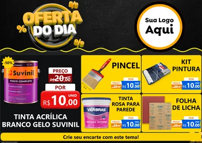 Modelo de Encarte para Encarte A4 Horizontal com o tema Oferta Do Dia para Tintas e Ferramentas