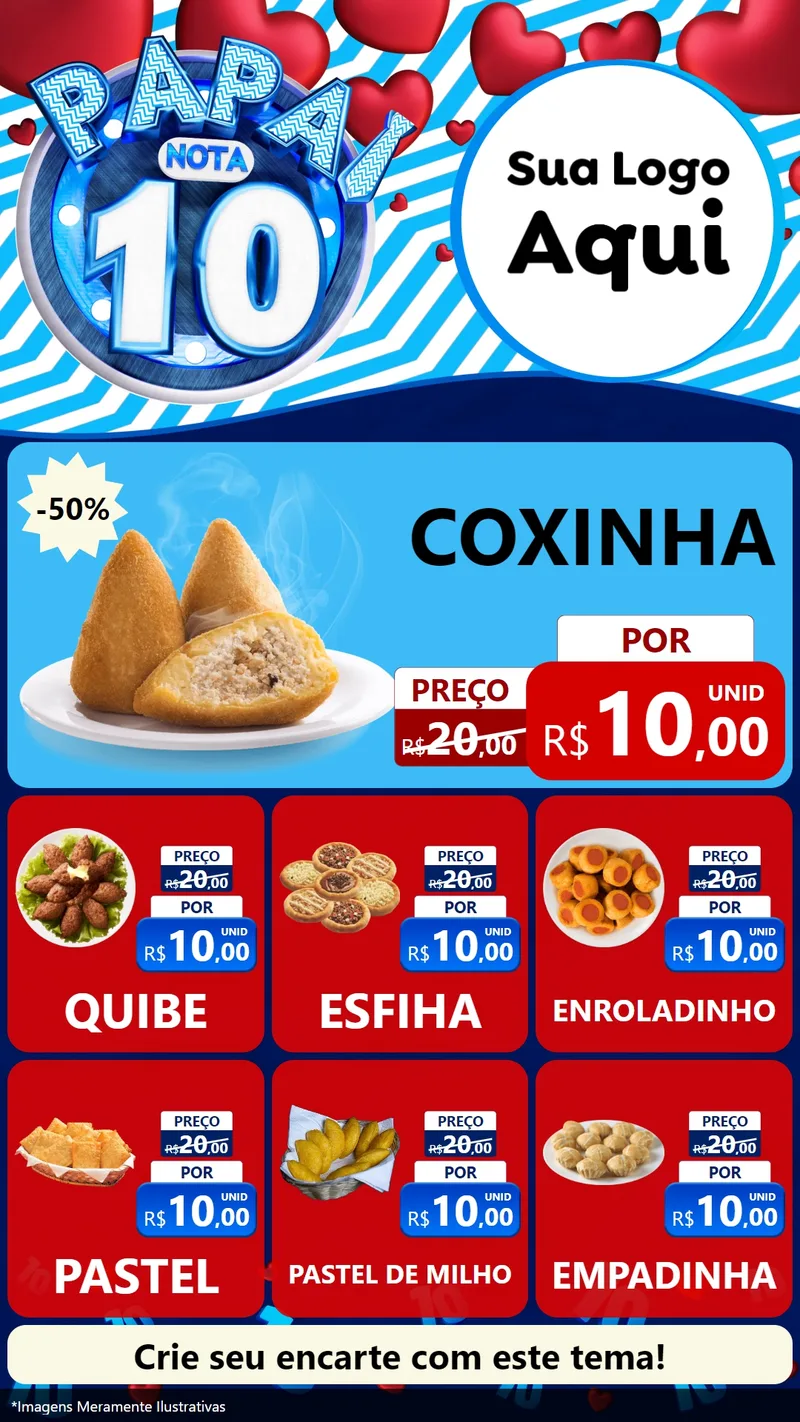 Modelo de Rede Social para Stories com o tema Papai Nota 10 para Salgadaria