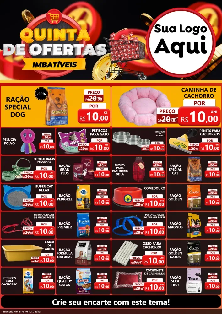 Modelo de Encarte para Encarte A4 Vertical com o tema Quinta de Ofertas Imbatíveis para Pet Shop