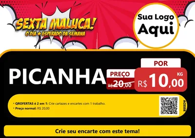 Modelo de Cartaz para Cartaz A4 Horizontal com o tema Sexta Maluca! para Açougue