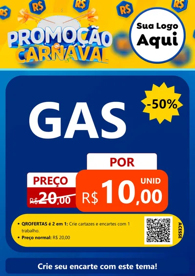 Modelo de Cartaz para Cartaz A4 Vertical com o tema Promoção de Carnaval para Água e gás