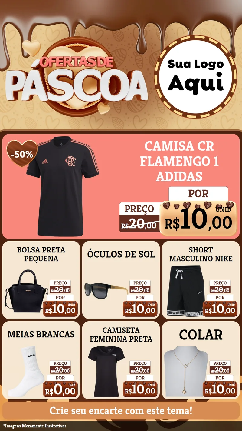 Modelo de Rede Social para Stories com o tema Ofertas de Páscoa para Roupas e acessórios
